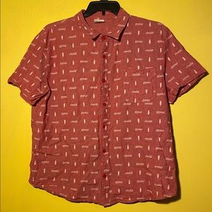 Coca Cola Button Up Short Sleeve Collard Shirt